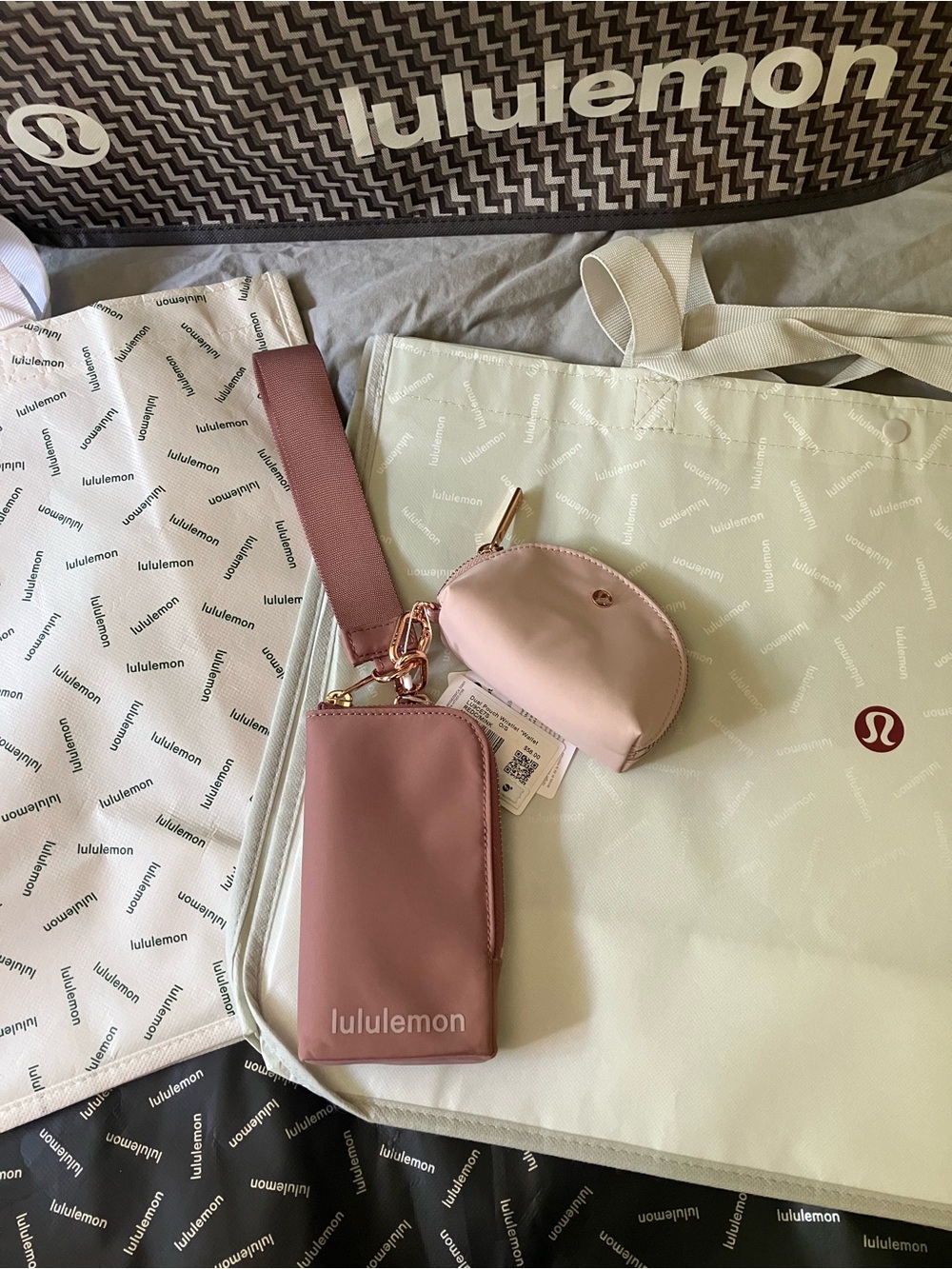 NWT Lululemon Dual Pouch Wristlet *Wallet, Red Clay/Mink Berry/Rose Gold
